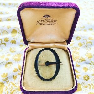 Antique Victorian Black Buckle Mourning Brooch